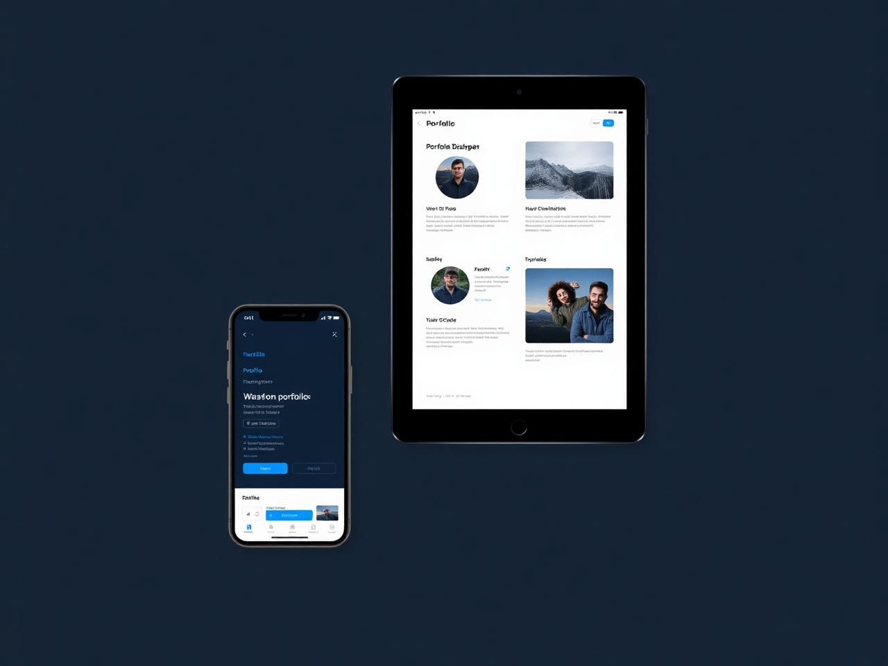 Mockup einer Portfolio-Website auf Smartphone und Tablet